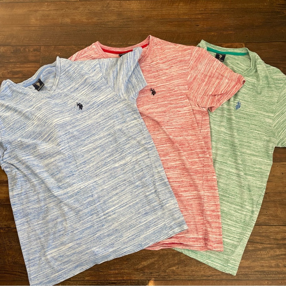 Men’s U.S. Polo Assn. Red, Green, Blue T Shirt Lot. Size M.